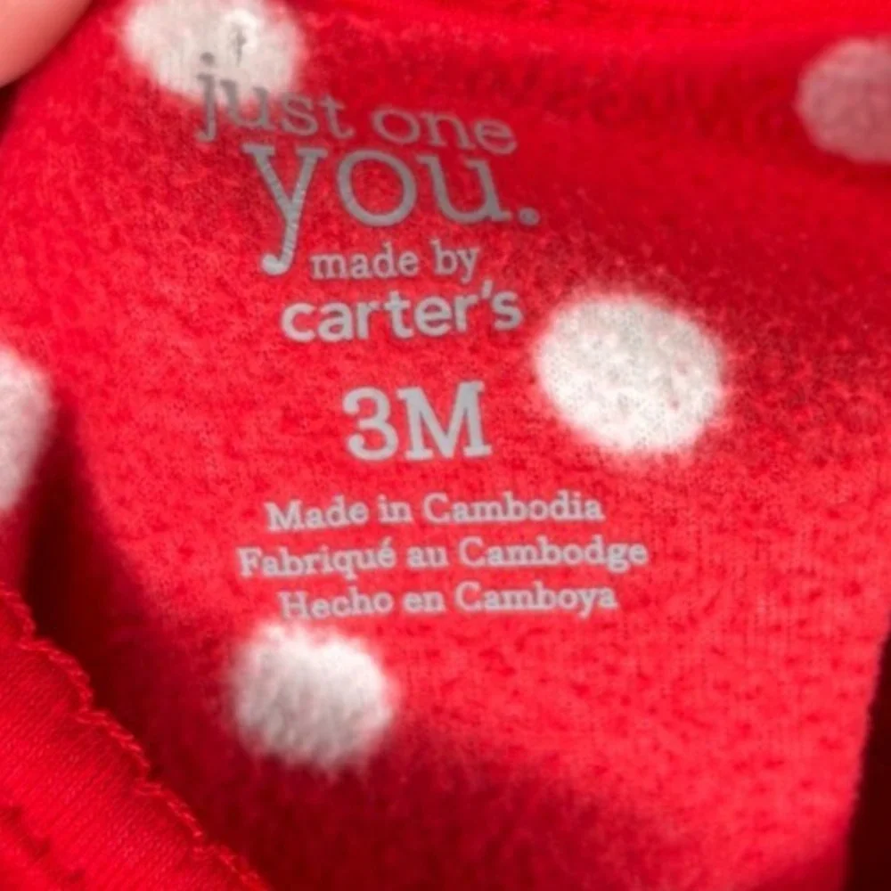 Carters Infant Fleece Footed Sleeper Pajamas Red Reindeer Holidays Size 3 Months